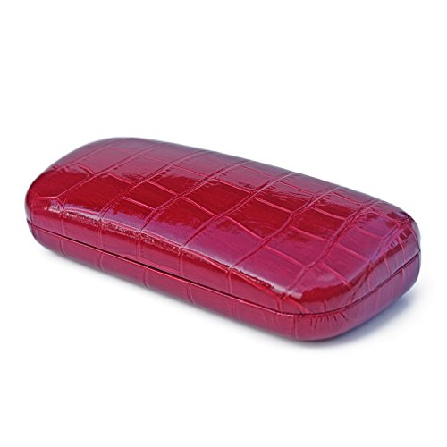 Hard Eyeglass Case for Small to Medium Size glasses, in embossed Croco pattern | Men &amp; Women | AS126 Burgundy Croco