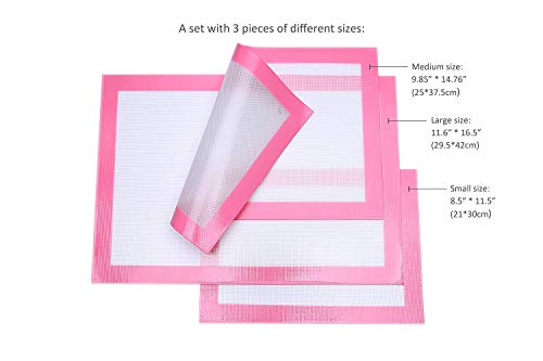 Silicone Baking Mats, 3-Piece Set Non Stick Baking Mats, Half and Quarter Sheet Liner Set , Food Safe Tray Pan and Cookie Sheet Liners - Thumbnail 2