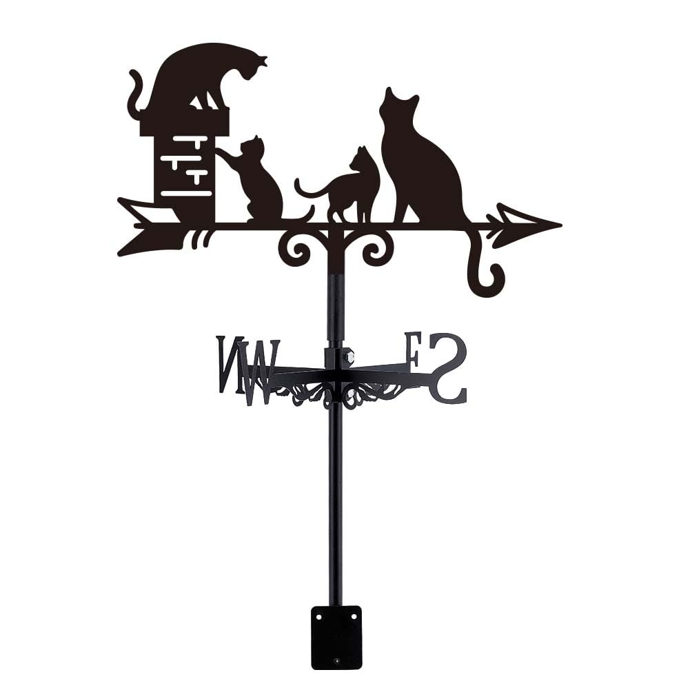 SUPERDANT Cat Weather Vane for Roof Mount Vintage Animal Wind Vanes Decorative Weathervanes Metal Wind Direction Indicator Garden Stake for Sheds Farm Yard Barn Garden Patio Black