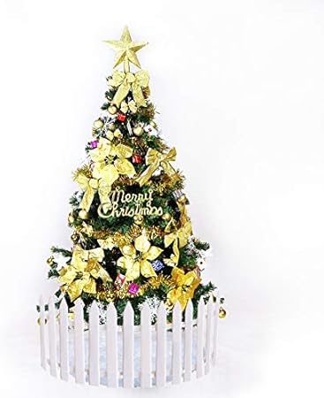 Amazon Supbox クリスマスツリー セット 150cm クリスマスツリー おしゃれ 北欧 ガーデンフェンス と クリスマスツリースカート 付き ゴールド 150cm クリスマスツリー おもちゃ