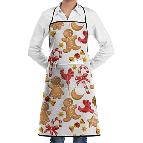 Bib Apron with Pocket Merry Christmas Kitchen Apron Waterproof for Cooking Baker Servers BBQ 20" X 28"