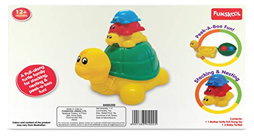 Funskool Giggles, Ride N Hide Turtle, Pull Along Toy, Encourages Walking, Funny Walking Style, 12 Months & Above, Infant and Preschool Toys, Multicolor 1