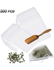 300 PCS Disposable Tea Filter Bags with Free Tea Spoon, Empty Cotton Drawstring Seal Filter Tea Bags for Loose Leaf Tealï¼ˆ3.54 x 2.75 inchï¼‰ (300 PCS)