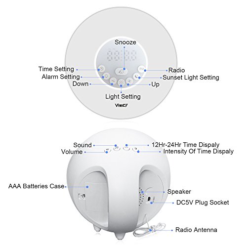 Wake Up Light 2017 Newest Version Wake-Up Light Colored Sunrise Alarm Clock with Smart Snooze Function, Nature Sounds, FM Radio - Touch Control with USB Charger Home & Kitchen, Home Décor, Clocks, Alarm Clocks, Electronic Alarm Clocks