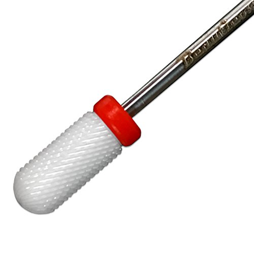 Beauticom Professional USA Ceramic White ROUND Top Small Barrel Bit Nail Drill (Grit: FINE) 3/32" Shank Size
