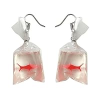 Acamifashion Women Funny Goldfish Water Bag Shape Dangle Hook Earrings Charm Jewelry Gift