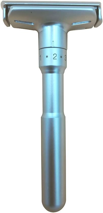 double edge safety razor Long Handle Open Double Edge silver (colour)