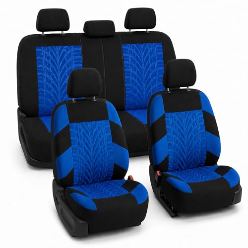 FH Group Conjunto completo de capas de assento de carro pano premium - ajuste universal, capa de assento automotiva, capas de assento dianteiro baixo traseiro, compatĂvel com airbag, banco traseiro