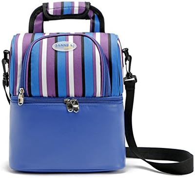 WGPFBAG 9L Insulated Lunch Bag, Reusable Thermos Bento Cooler Totes for Women and Men, Dual Compartment with Shoulder Strap (Blue)