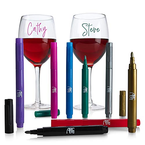 Wine Glass Markers Pack of 8 Wine Glass Marker Pens Metallic Colors