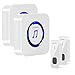 HUANHUA Wireless Doorbell, 2-PCS IP55 Waterproof Push Buttons with 1000Ft Operating Range, 2-PCS Battery Operated Receivers with 5 Volume Levels,55 Chimes,LED Flash for Home Office Classroom, White