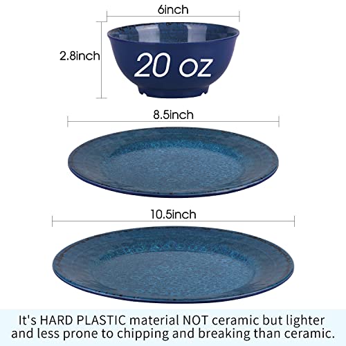 Insetfy Melamine Dinnerware Sets 12 Pieces, Plates Bowls Set for 4