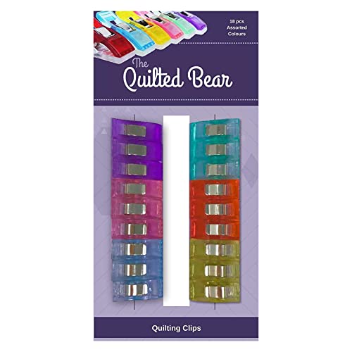 The Quilted Bear Quilting Clips Multi-Purpose Sewing Clips for Fabric Hemming Wonder Quilt Clips (18 Pack)