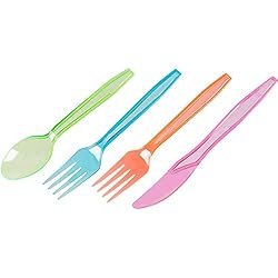 Rainbow Plastic Silverware Set, Neon