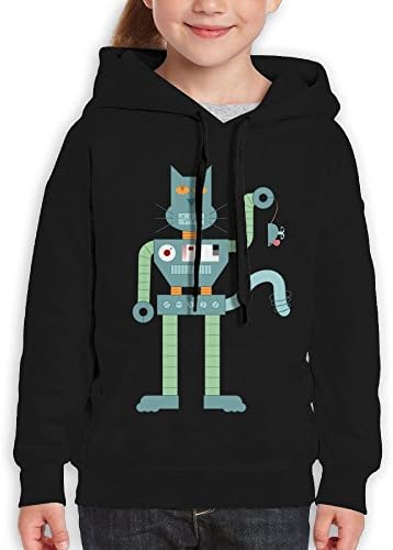 Vintopia Boy Robot Cat &amp; Wind Up Mouse Casual Style Running Black Fleece XL
