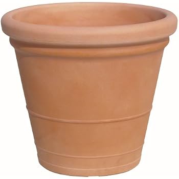Tusco Products Blumentopf Mit Gerolltem Rand (61 Cm, Terrakotta) – Wetterfester Pflanzkübel Aus Kunststoff