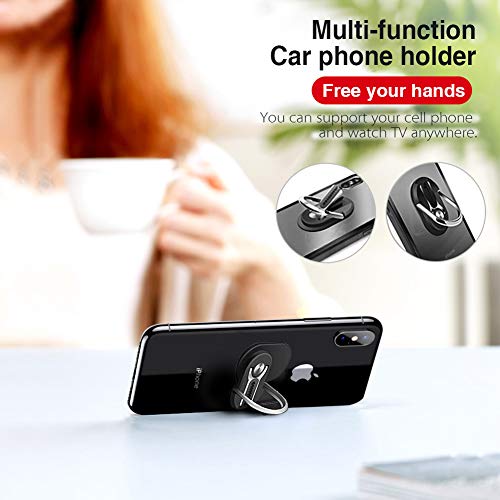 Phone Ring Holder - Sanp Three-in-one Multipurpose Mobile Phone Bracket Holder Stand 360 Degree Rotation & 90°Flip for Car Home, Multiple-Angle Car Phone Mount (Silver) - Thumbnail 4