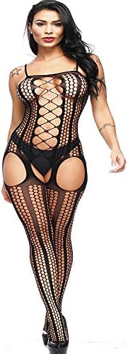 Bonkkara Ladies Womens Open Crotch Bodystockings Perspective Underwear Pajama Teddy Bodysuits