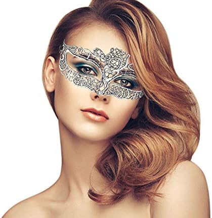 duoduodesign Exquisite Lace Masquerade Mask (Half Face/Silver)