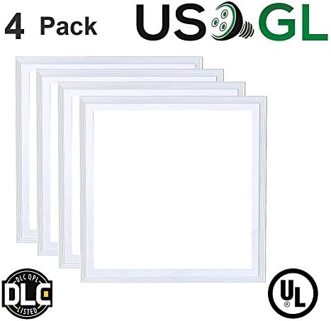 4 Pack, 35W LED Edge-Lit Flat Panel 2x2 Ft, White Frame Troffer, Dimmable, 4000K (Cool White), 4375 Lumen (125lm/w), Ultra Thin Lighting Fixture, DLC Qualified and UL Listed