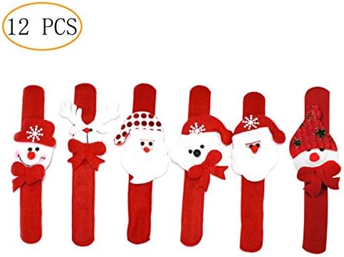 MC TTL Christmas Slap Bracelets Santa Claus Snowman Bear Reindeer Wristband Xmas Decorations 12 Pcs