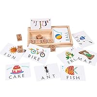 Wooden Develops Alphabet Words Spelling Letter Block for Girls Boys Gift, Preschool Learning Toys, Matching Letter Game (30pcs Cards)