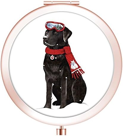 Metal Lovely Hand Mirror, Compact Foldable Portable Cosmetic Magnetic for Purse or Travel-Dog