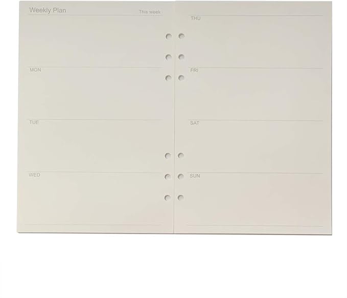 A5 Weekly Planner Refills, A5 Planner Inserts 6Ring Planner Refill