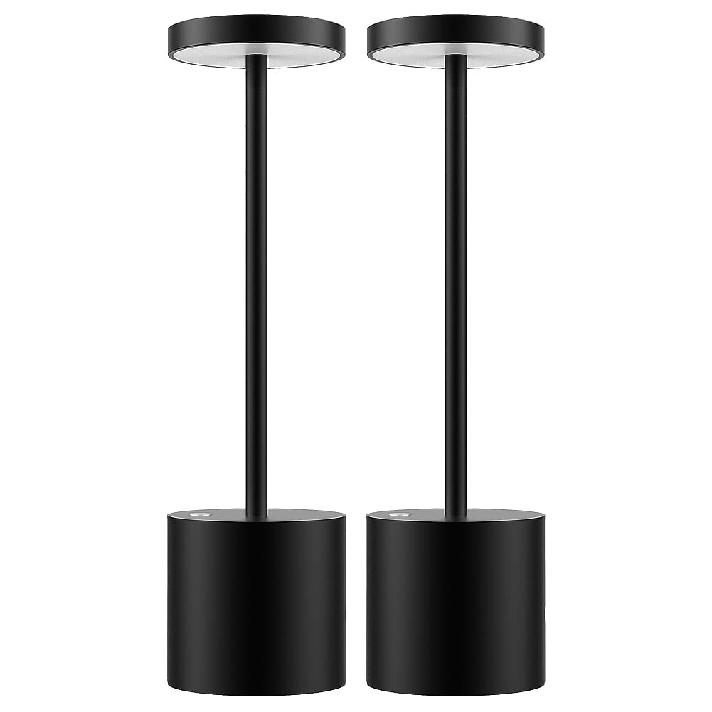 Dimmable Table Lamp 2 Pack, Cordless Charging LED Lamp, Indoor/Exterior Use, USB Charging, H26 CM