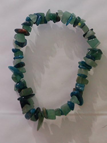 BLUE APATITE AND AVENTURINE CHIP BEAD CRYSTAL HEALING BRACELET - SUPPRESS APPETITE