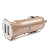 LAX Dual USB 3.4A Fast Car Charger Compatible to iPhone 6S Plus/6 Plus/6/6S/5S/5/5C, Samsung Galaxy Note 5 4 3 2, Samsung Galaxy S6, S6 Edge/S5/S4 LG G4 G3 Nexus 6 5 iPad Air 2, iPad 4/3/2/Mini (Gold)