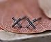 Tiny 925 Sterling Silver Minimalist Cross Stud Earrings Black Color(1 Pair)