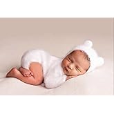Vomdrok Newborn Photography Props Boys Girls Outfits Baby Photo Props Infant Mohair Bear Hat Romper Photoshoot Costume Boy