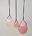 THY COLLECTIBLES Set of 3 Drilled Yoni Eggs Rose Crystal Quartz Jade Egg for Kegel Exercise Pelvic Floor Muscles Vaginal Exercise Ben Wa Ball Health Care for Women Brocade Gift Box & Pouch