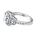 BERRICLE Rhodium Plated Sterling Silver Asscher Cut Cubic Zirconia CZ Halo Art Deco Engagement Ring
