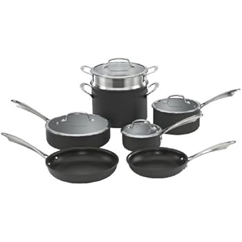 Cuisinart DSA-11 Dishwasher Safe Hard-Anodized 11-Piece Cookware Set, Black