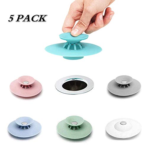 image for monochef Shower Drain Stopper, 5 Pack Silicone Bathtub Drain Stopper H