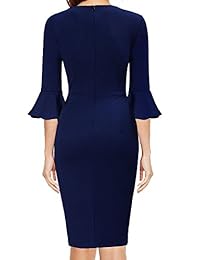 WOOSEA vestido casual con mangas de campana y cuello redondo para mujer