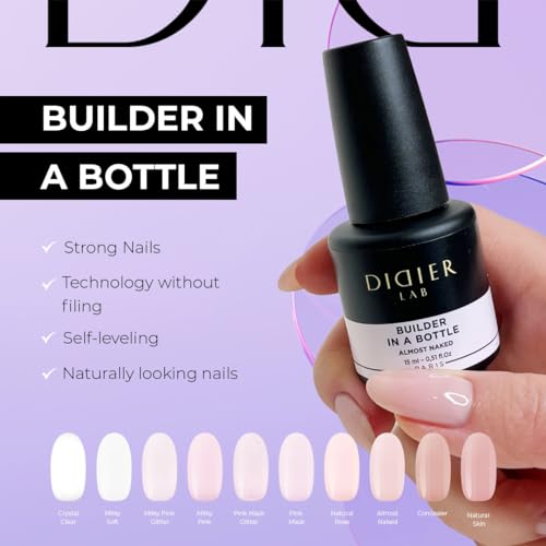 Didier Lab Premium Builder Gel in a Bottle Concealer - Strengthens Natural Nails - LED UV Hard Gel for Nail Repair and Extensions - 0.51 fl oz - Image 2
