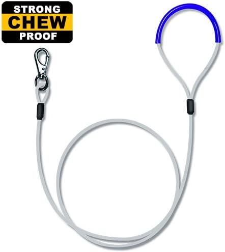 WATFOON Professional Anti-Chew Dog Lead for Big Dogs, Made by Waterproof and Reflective Metal Cable,Unbreakable Design for Large Dog Walking/Training/Outdoors - GII Series (1.6M Blue)