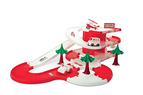 Wader 53530 - Play Tracks City Krankenhaus auf drei Ebenen mit drei Fahrzeugen und 4,8 m Spielstraße, ab 12 Monaten, ideal als Geschenk für kreatives Spielen – Bild 2