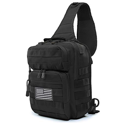 QT&QY Tactical Sling Bag for Men Small Military Rover Shoulder Backpack