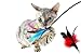 MOMODA Retractable Cat Wand/Fun Worms Toy for Cats, Assorted Feather/Worms Teaser,Exerciser Interactive Cat Wand/Refills Feathers for Cat or Kitten