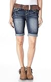 WallFlower Juniors Belted Bermuda Denim Shorts
