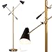 Brightech Ella Mid Century LED Floor Lamp with 2 Adjustable Arms and 2 Energy Efficient 9.5 Watt Light Bulbs, Gold/Black