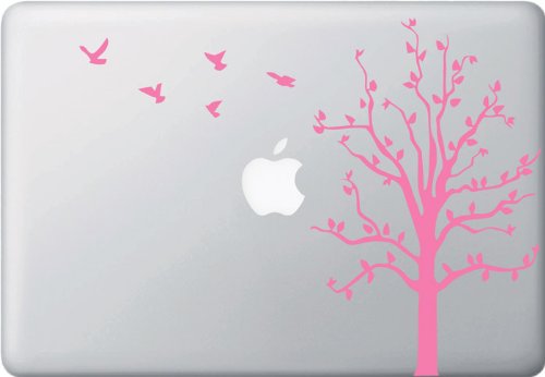 Apple Tree with Birds - Macbook or Laptop Decal (Pink)