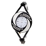 Soleasy New Fashion Women's Bangle Wrist Watch Quartz Black-White WTH0205