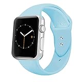 iGK Sport Band Compatible with iWatch 38mm, Soft Silicone Sport Strap Replacement Bands for iWatch Series 3, Series 2, Series 1 38mm Light Blue Small
