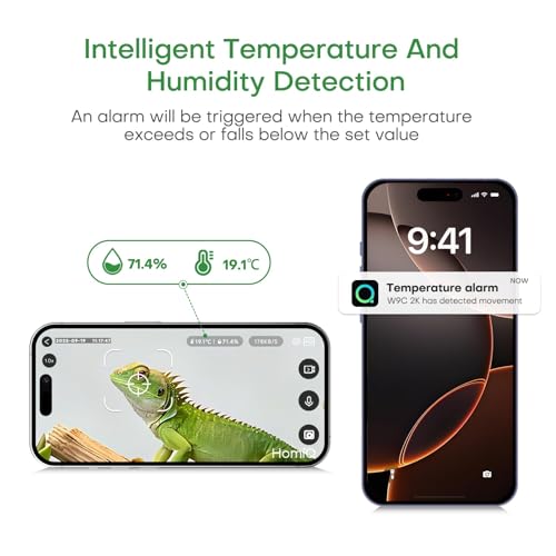 HomiQ 3MP 2K Aquarium & Terrarium Pet Camera.Magnetic Install &Close-Focus Lens for Fish,Lizard, Reptile Pet and Window Bird Feeder,2.4GHz & 5GHz WiFi,Color Night Vision,Auto-focus,24/7 Recording