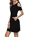 Womens Dresses Cold Shoulder Round Neck Loose Tunic Casual T Shirt Dress Black M